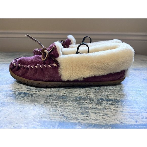 L.L. Bean Shoes Ll Bean Womens Bramble Berry Suede Shearling Lined Wicked Good Slippers 9